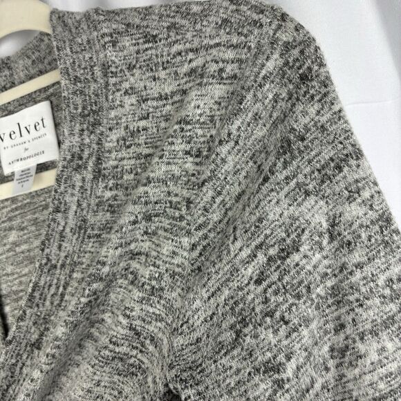 Velvet By Graham Spencer Cardigan Womens Sm Gray Heathered Duster Long Line Open - Picture 11 of 16